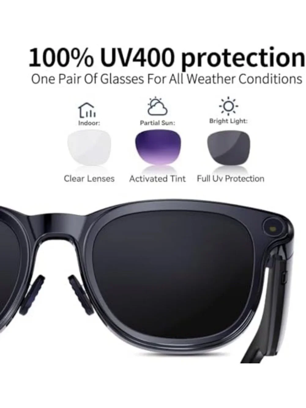 4K Camera Smart Glasses for Travel & Daily Use, Bluetooth Audio, Hands-Free